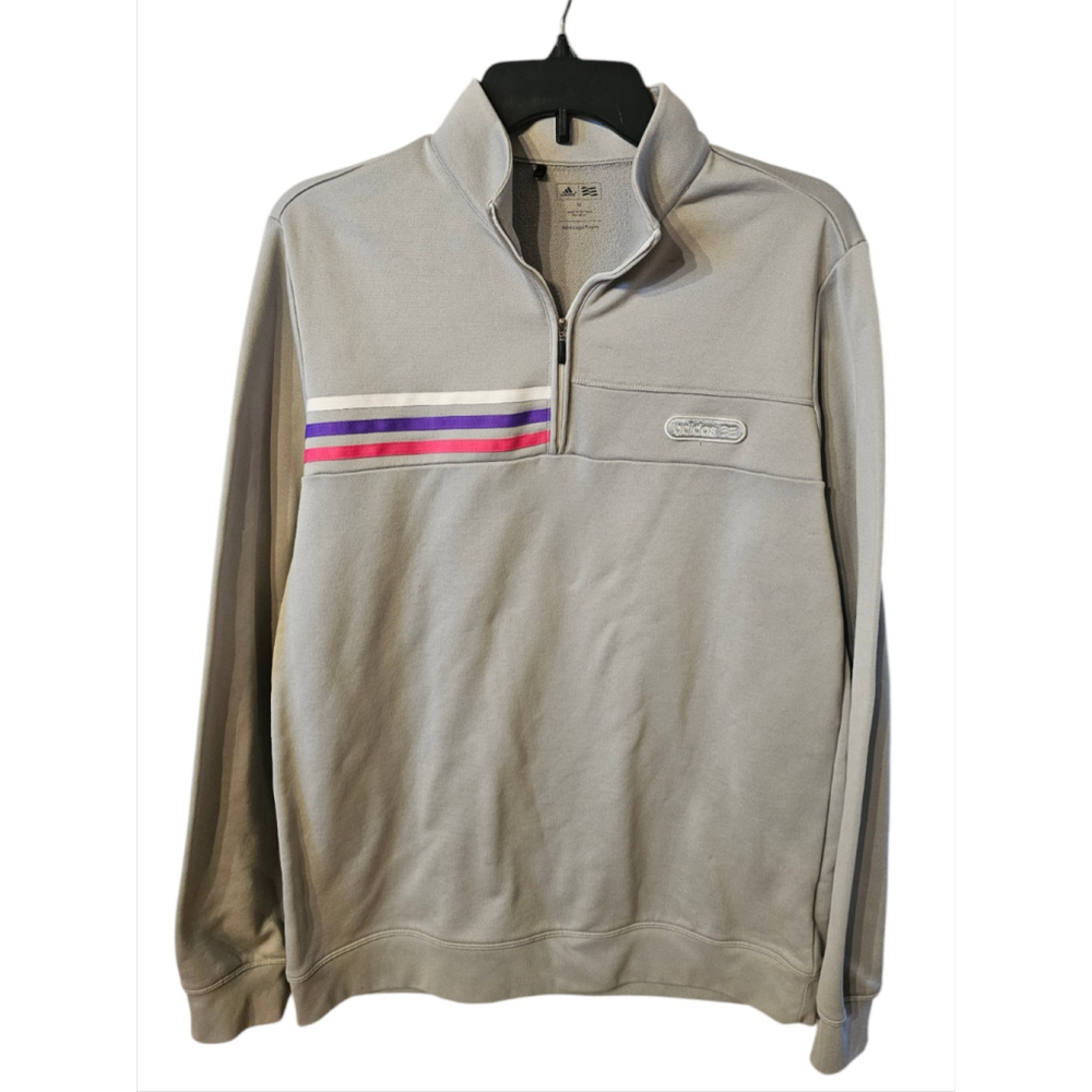 Adidas Golf 1/4 Zip Pullover Grey Retro Color Stripe Women’s Medium EUC